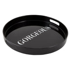 Gorgeous Round Black Bar Tray | Serving Tray with Handles | 13.5" Diameter