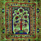 Tree Of Life Peacock Tapestry Green Wall Hanging Decor