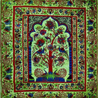 Tree Of Life Peacock Tapestry Green Wall Hanging Decor