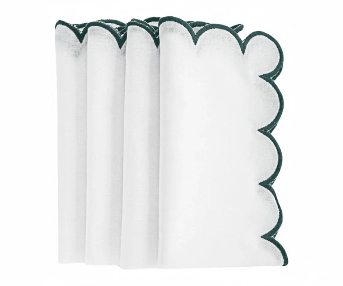 Green Scalloped Edge Napkins - LongWave