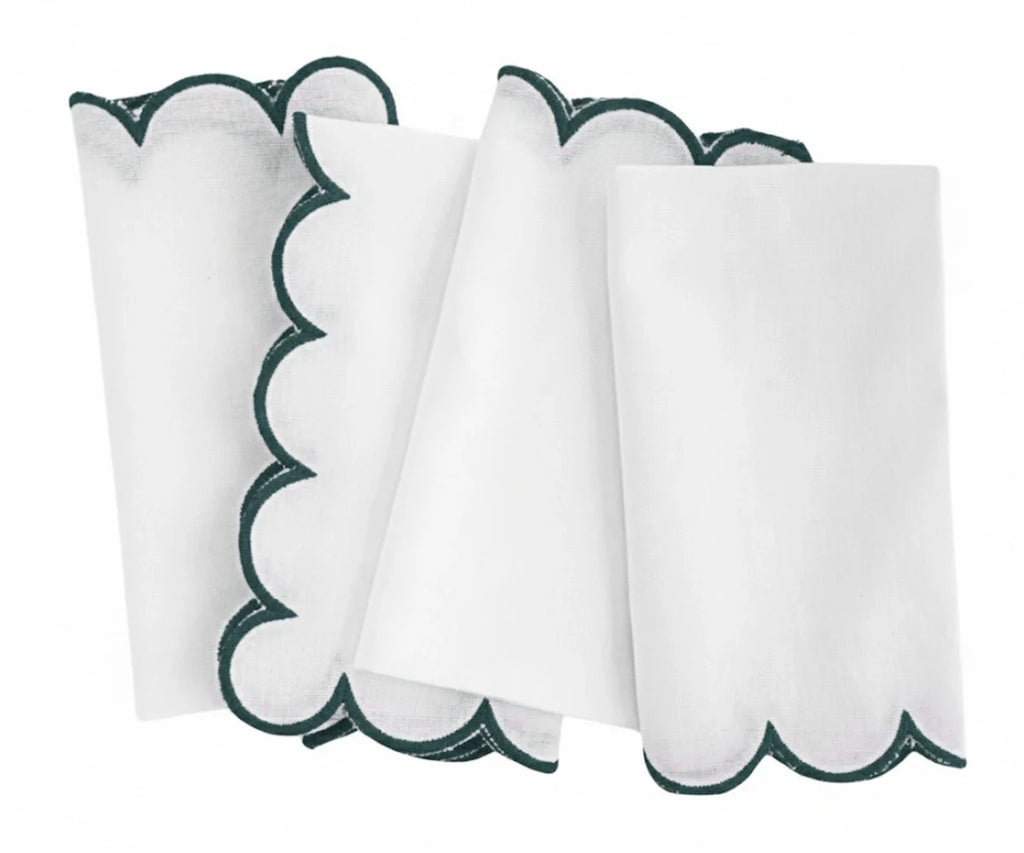 Green Scalloped Edge Napkins - LongWave