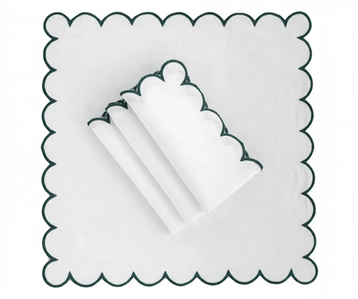 Linen Cloth Napkins - Scalloped