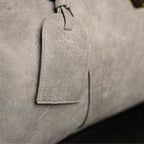 Grey Tumbled Leather Weekender Duffle Bag