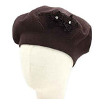 Women's Floral Applique Accent Winter Beret Hat