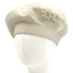 Women's Floral Applique Accent Winter Beret Hat