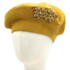Women's Floral Applique Accent Winter Beret Hat