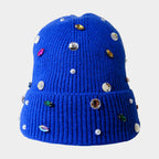 Women's Pearl Jewel Embellished Fleece Lining Knit Beanie Hat