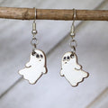 Halloween Ghost Wooden Dangle Earrings | Spooky Jewelry