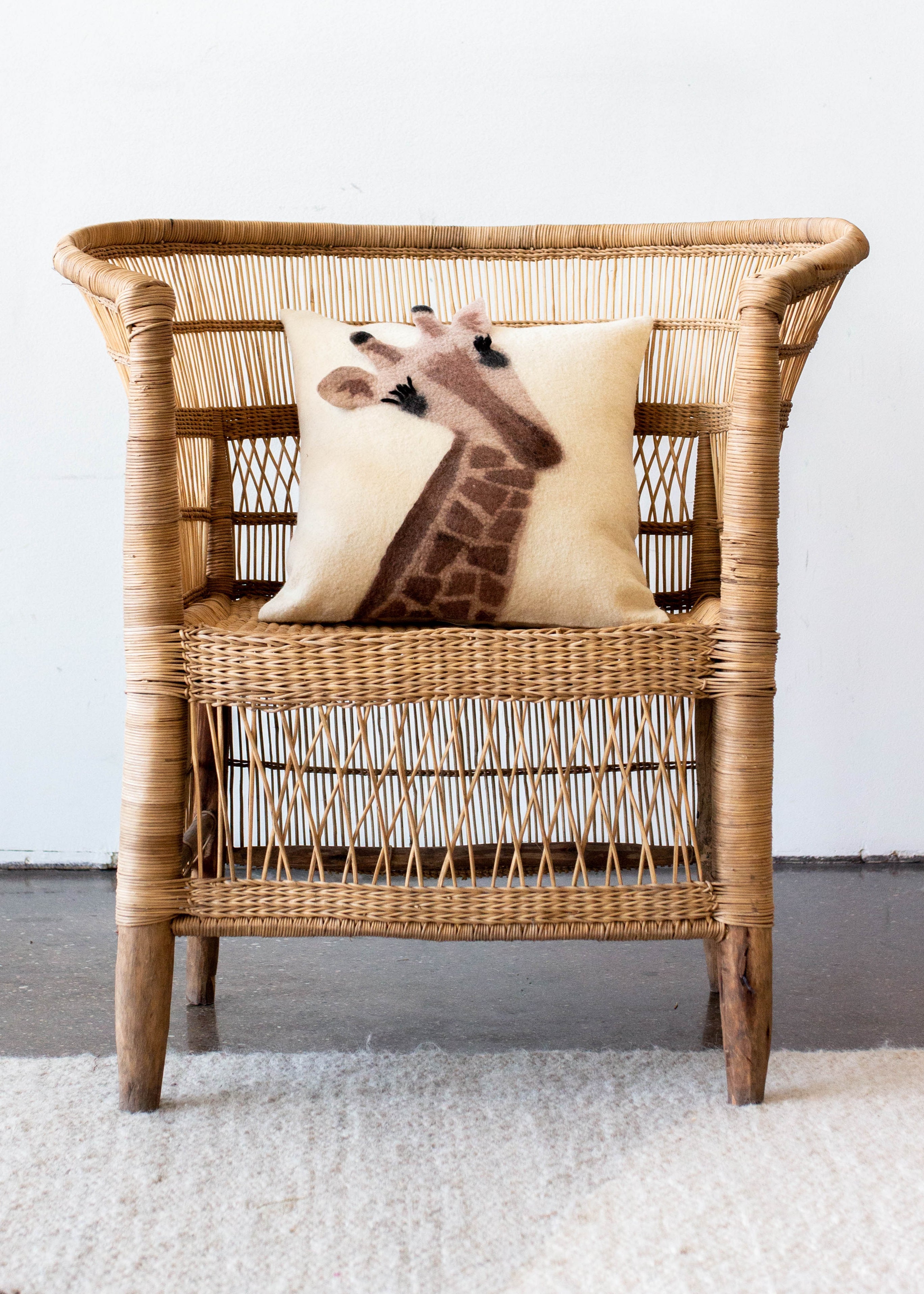 Animal Jungle Giraffe Wool Throw Pillow