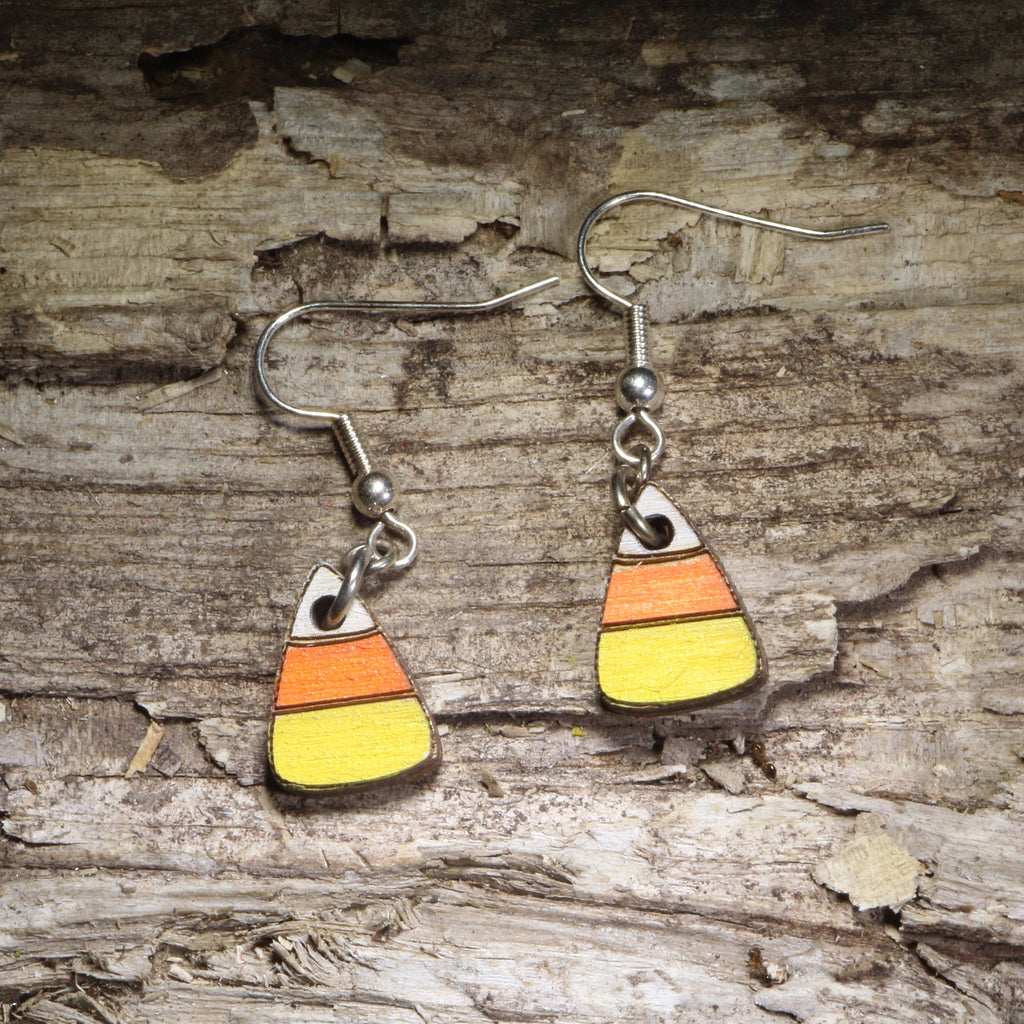 Candy Corn Wooden Earrings | Halloween Sweet Treat Jewelry