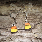 Candy Corn Wooden Earrings | Halloween Sweet Treat Jewelry