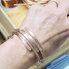 Handmade Adjustable 10 Gauge Copper Hammer Textured Overlap Bangle