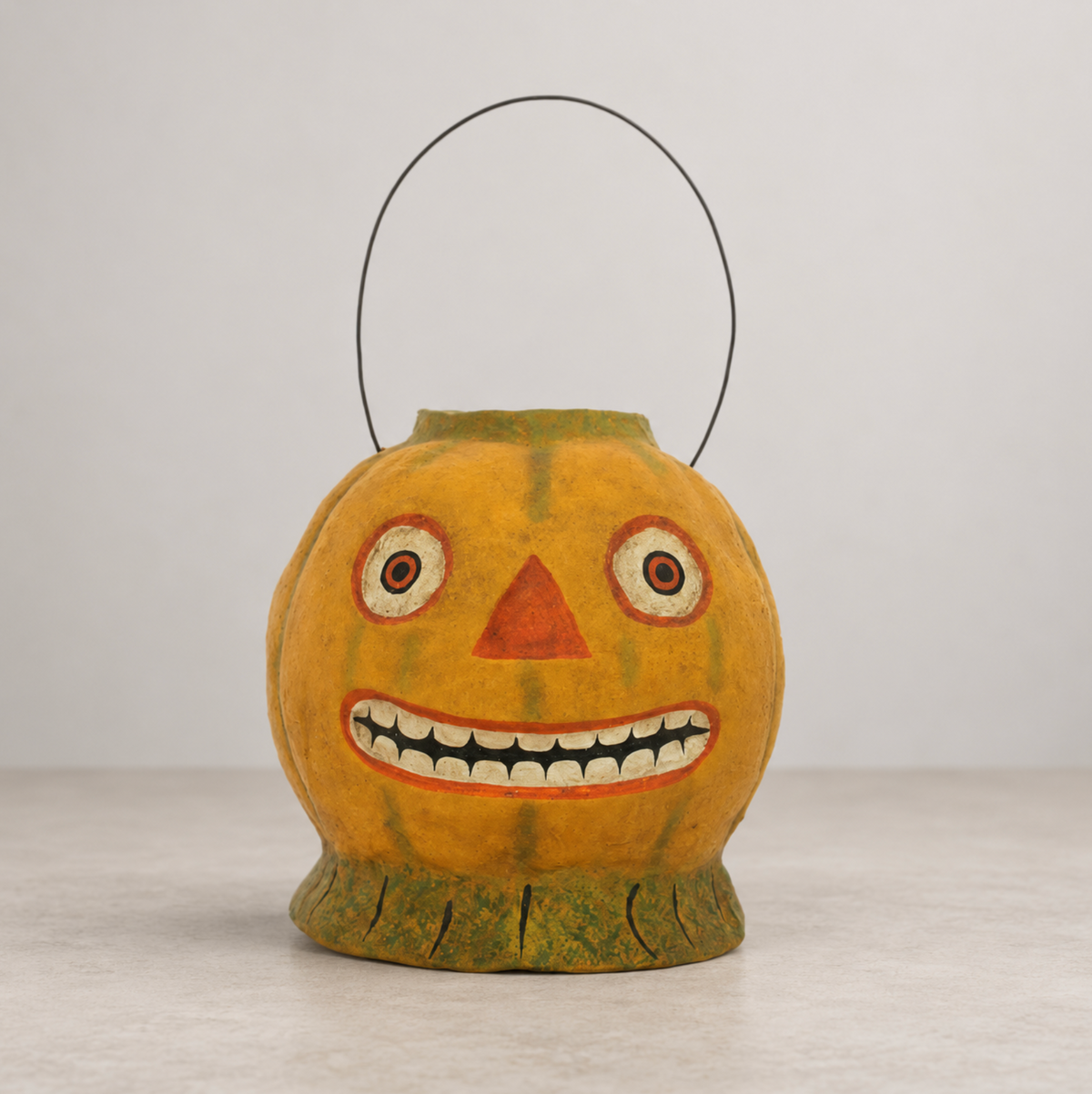 Haunted Garden Pumpkin Paper Mache Candy Halloween Bucket