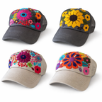 Tulum Hand Embroidered Trucker Flower Hat - Mexico