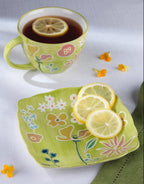 Primavera Hand painted Stoneware Latte Mugs Set, Set of 4 - Che Cose Belle