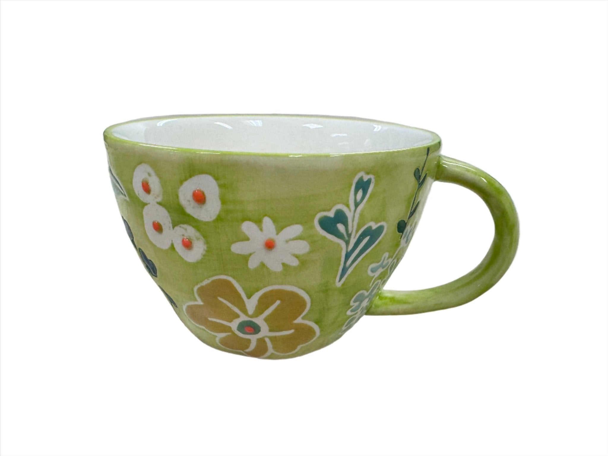 Primavera Hand painted Stoneware Latte Mugs Set, Set of 4 - Che Cose Belle