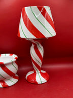 Peppermint Swirl Christmas Candle Holder – 3 Piece Set