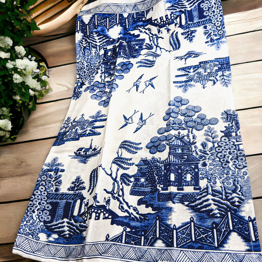 Chinoiserie Tea Towels 100% Cotton Oversized Embroidered Dish Towels Tassels