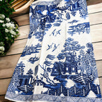 Chinoiserie Tea Towels 100% Cotton Oversized Embroidered Dish Towels Tassels