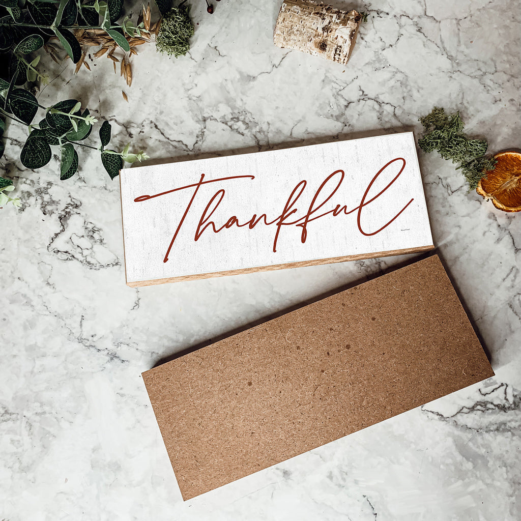 Give Thanks Rustic Wall Sign Set 10x4x1 Inch, Rust Background White Script, Single Or 2-Pack