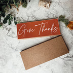 Give Thanks Rustic Wall Sign Set 10x4x1 Inch, Rust Background White Script, Single Or 2-Pack