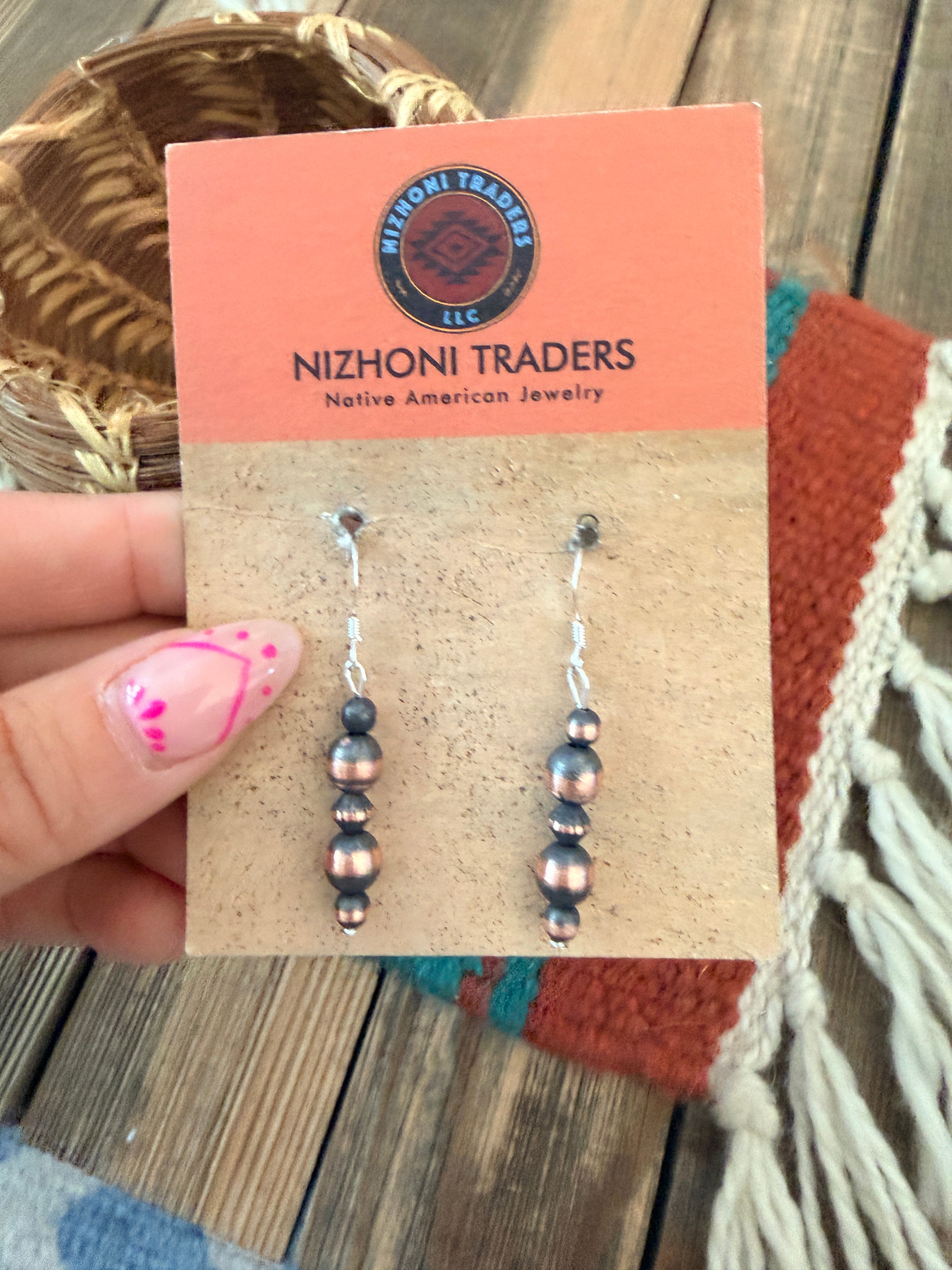 Handcrafted Copper Beaded Dangle Earrings