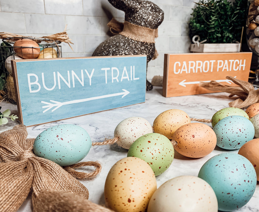 Limited Bunny Trail Carrot Patch Wooden Easter Signs Pastel Spring Decor