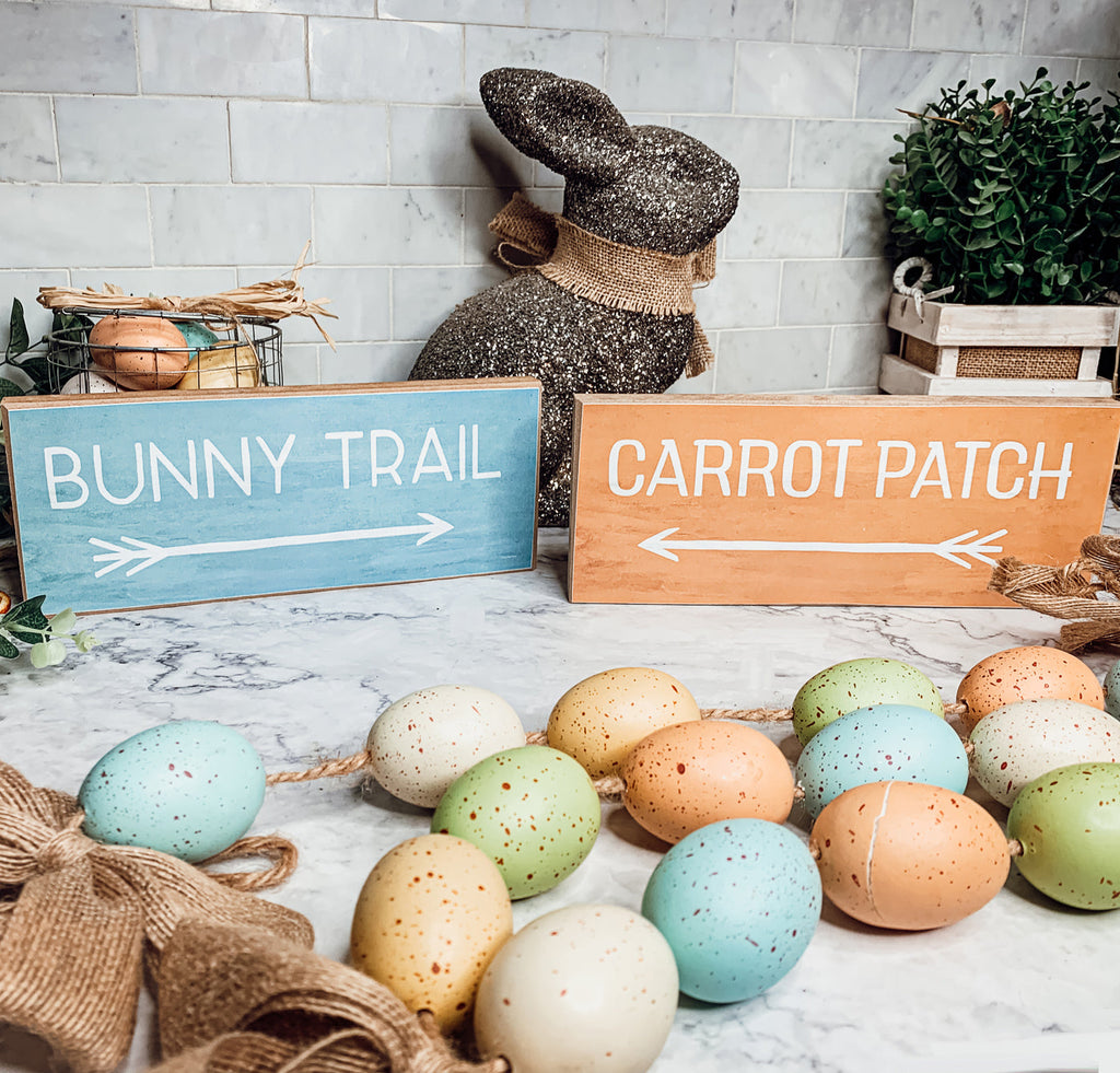 Limited Bunny Trail Carrot Patch Wooden Easter Signs Pastel Spring Decor