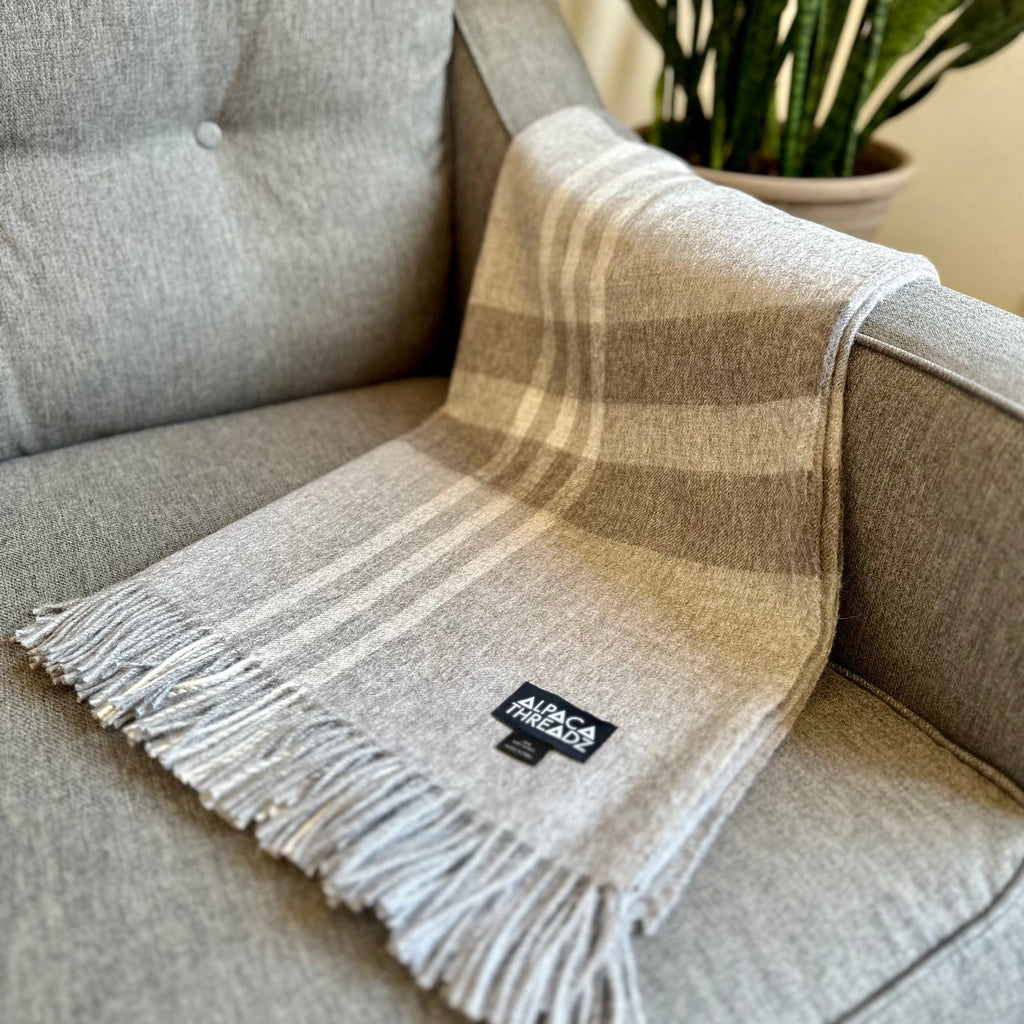 Royal Baby Alpaca Wool Checkered Throw Blanket