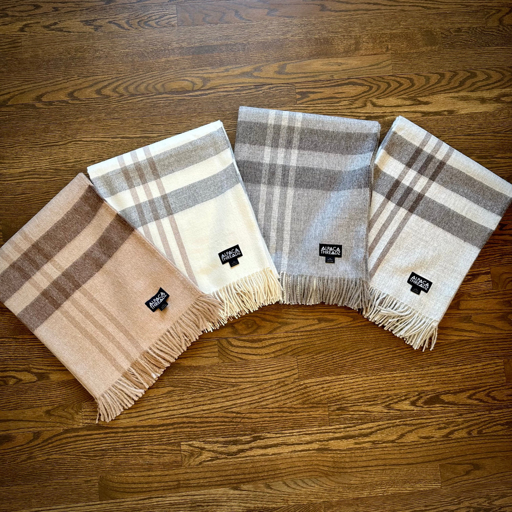 Royal Baby Alpaca Wool Checkered Throw Blanket