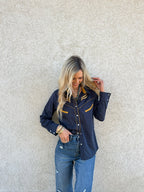 Prodigal Blues Pearl Snap Blouse