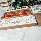 Give Thanks Rustic Wall Sign Set 10x4x1 Inch, Rust Background White Script, Single Or 2-Pack