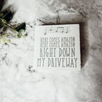 Here Comes Amazon Sign Wooden Block Porch Decor Funny Delivery Gift Home Accent Sign