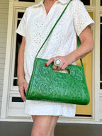 The Caroline| Hand-Tooled Leather Clutch & Crossbody