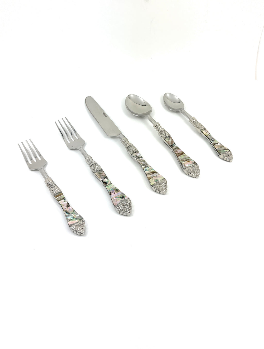 Vibhsa Stainless Steel Flatware set of 20 with Seawork Handle