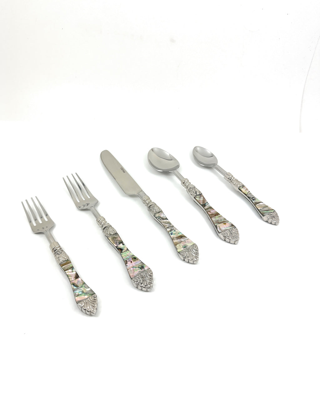 Vibhsa Stainless Steel Flatware set of 20 with Seawork Handle