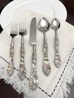 Vibhsa Stainless Steel Flatware set of 20 with Seawork Handle
