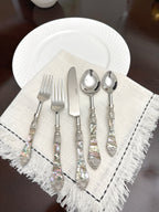 Vibhsa Stainless Steel Flatware set of 20 with Seawork Handle