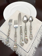 Vibhsa Stainless Steel Flatware set of 20 with Seawork Handle