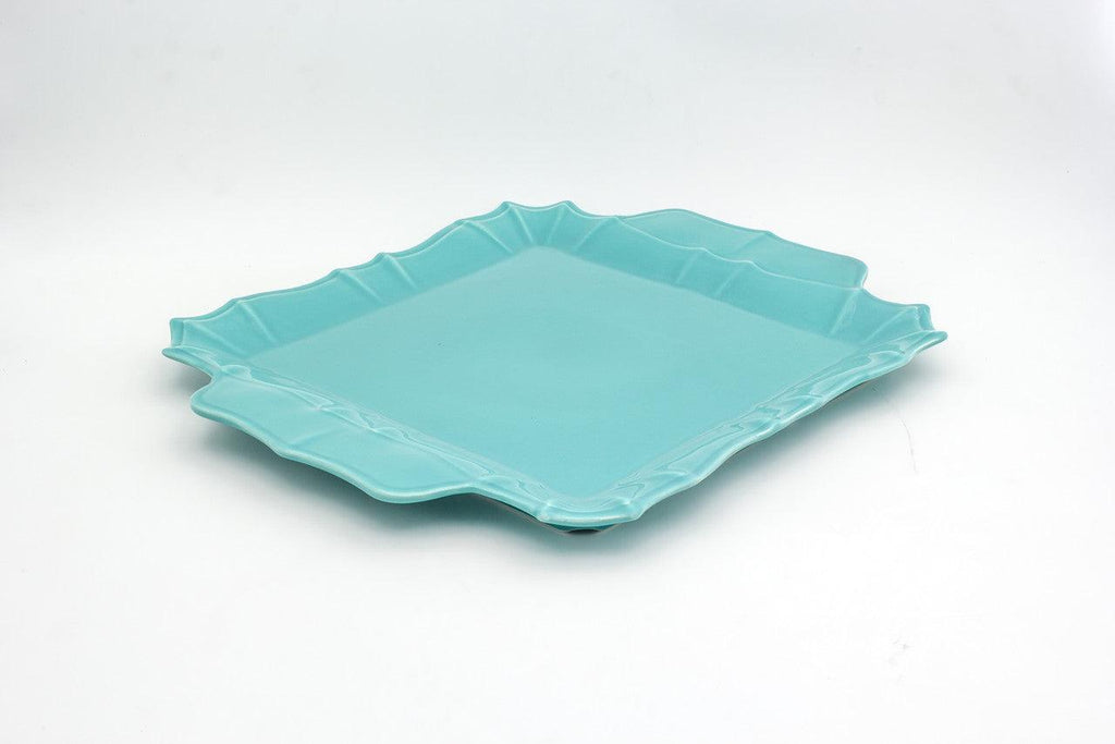 Chloe Square Platter with Handles in Turquoise - Che Cose Belle
