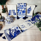 Chinoiserie Tea Towels 100% Cotton Oversized Embroidered Dish Towels Tassels