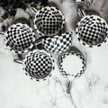 Small Black White Checkered Mug Retro Hand Painted Glossy Ceramic Dishwasher Microwave Safe