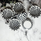 Small Black White Checkered Mug Retro Hand Painted Glossy Ceramic Dishwasher Microwave Safe