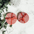 Black Braided Coaster Set 4-Pack Candy Cane Stripe Coasters Table Protectors