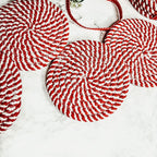 Black Braided Coaster Set 4-Pack Candy Cane Stripe Coasters Table Protectors