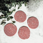 Black Braided Coaster Set 4-Pack Candy Cane Stripe Coasters Table Protectors