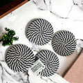 Black Braided Coaster Set 4-Pack Candy Cane Stripe Coasters Table Protectors
