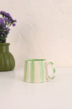 Ceramic Green Stripe Coffee cup - 220ml (SET OF 4) - Che Cose Belle