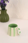 Ceramic Green Stripe Coffee cup - 220ml (SET OF 4) - Che Cose Belle