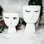 Coquette Porcelain Vases Set Of 2 Wink And Smile Ceramic Vases With Gold Trim Slim Vanity Decor